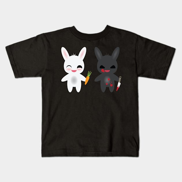 Cute rabbit and killer rabbit Kids T-Shirt by Esbeherel